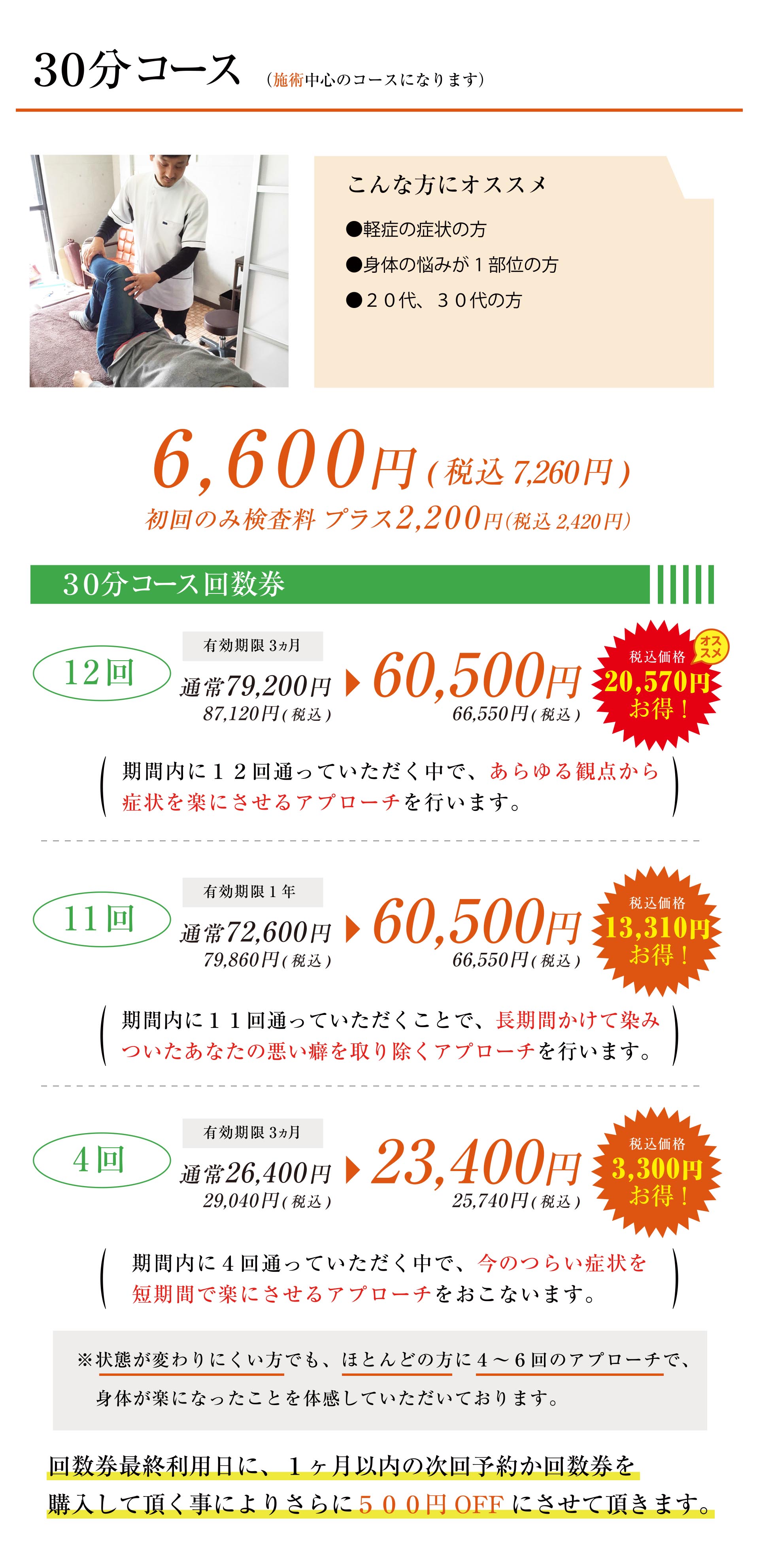 30分コース料金