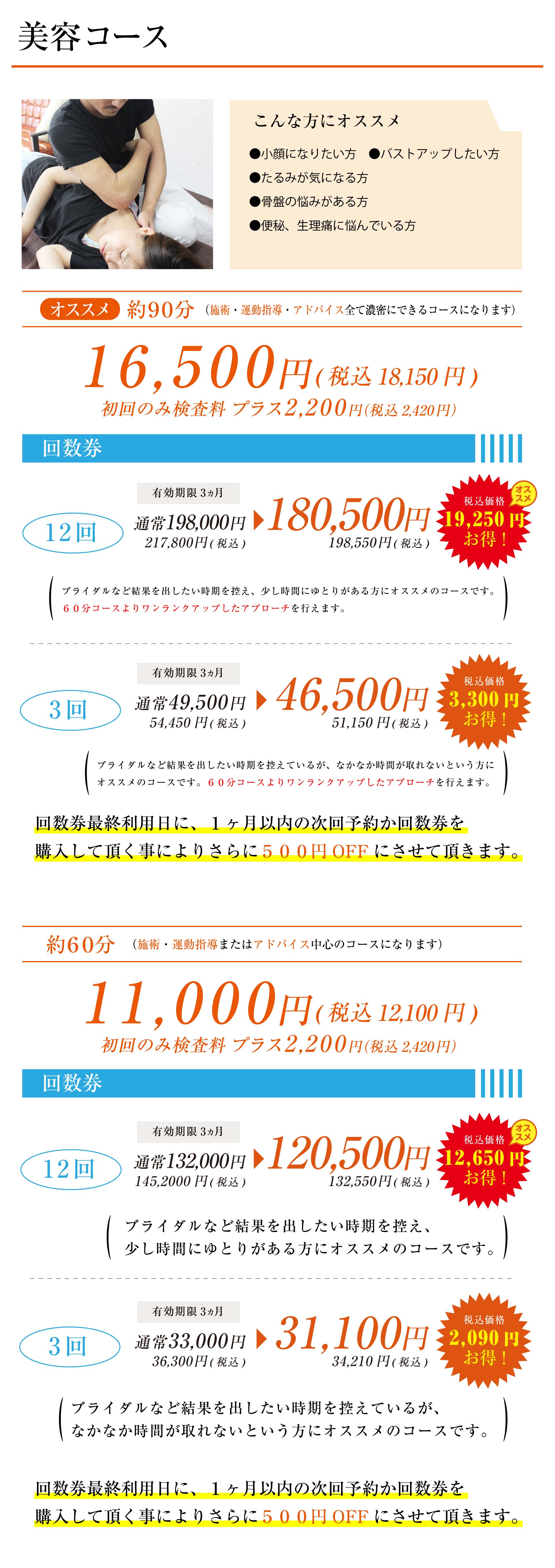 美容コース料金