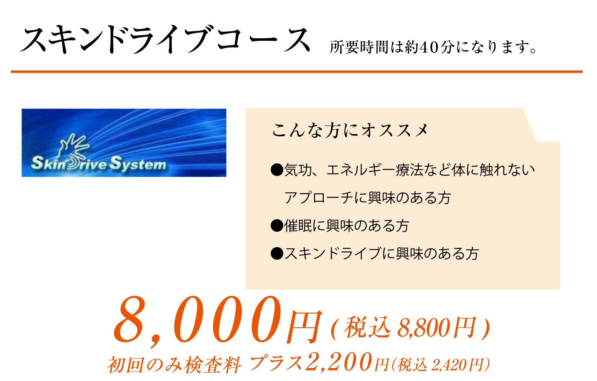スキンドライブコース料金
